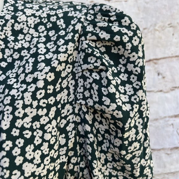 FREE People Kinsley Floral Wrap Dress Size 4 Green Western Country Boho Puff - Picture 6 of 10